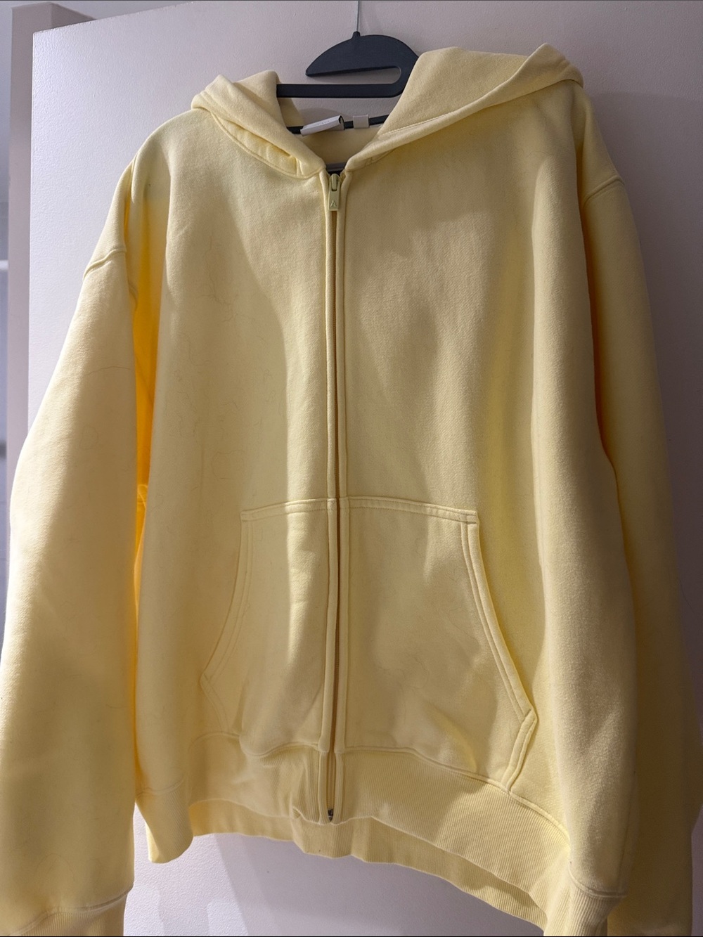 Aritzia Pale Yellow Zip-Up Hoodie